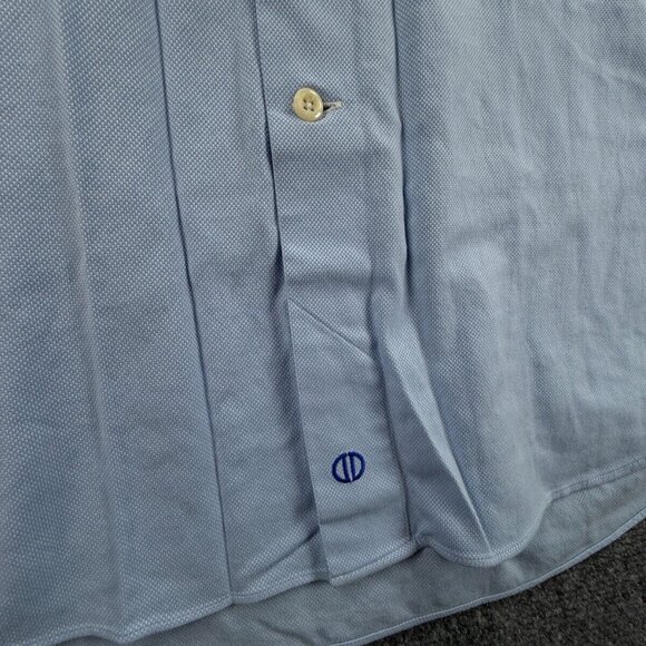 David Donahue Long Sleeve Button Up Shirt Men Cotton Trim Fit 16.5 34/35 Blue ** - Picture 11 of 16